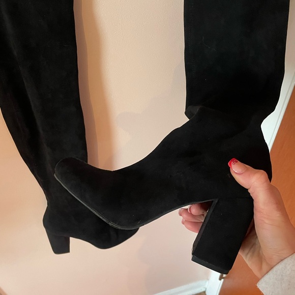 MIA Knee High Black Suede Boots Heeled Size 9 (T) - Picture 2 of 4